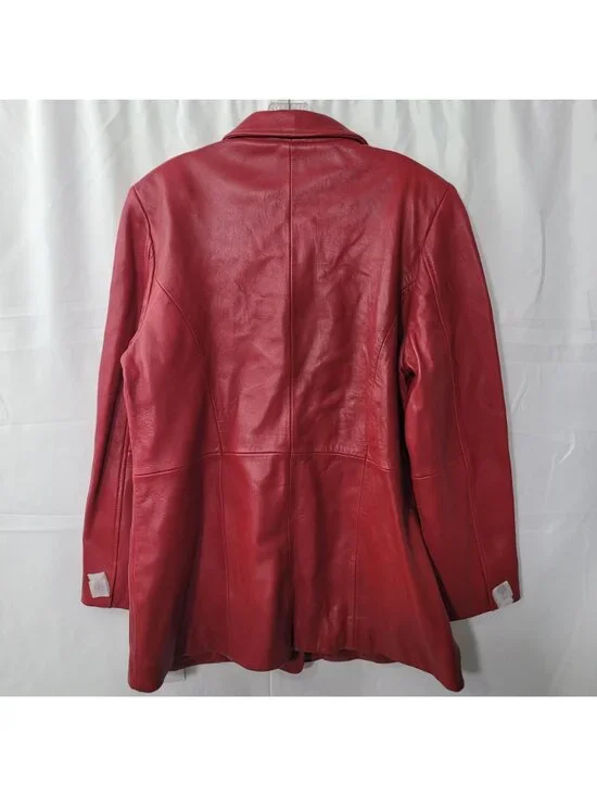 Bernardo Collection Women's Red Leather Blazer Jacket Size XL NWT - Picture 3 of 11